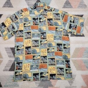 Tori Richard Shirt Men's Green Hawaiian Honolulu Ocean Sailing 100% Silk Medium